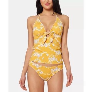 Jessica Simpson Two Piece Swimsuit Gold Floral